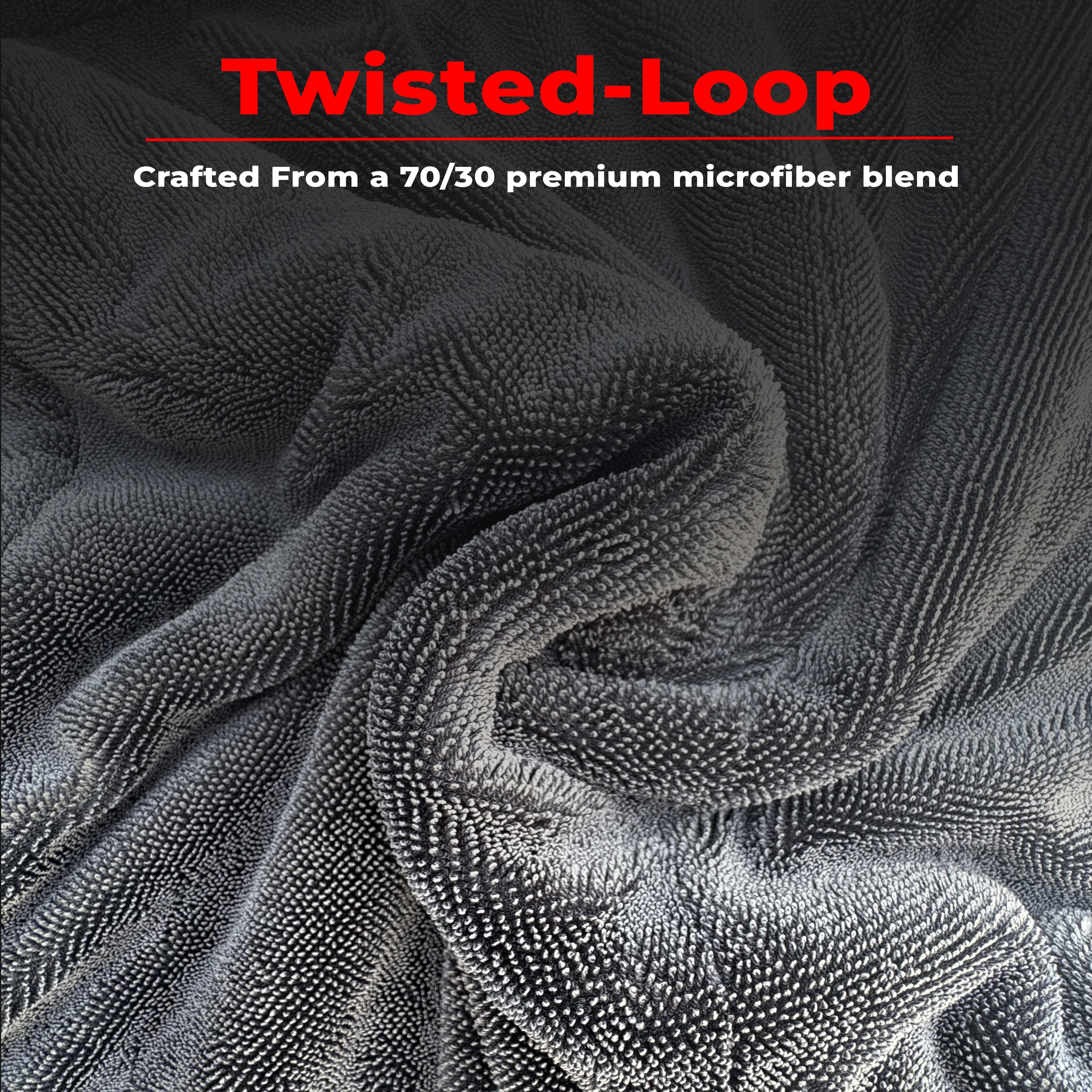 Macro shot of the BlackFiber towel's twisted-loop fiber texture